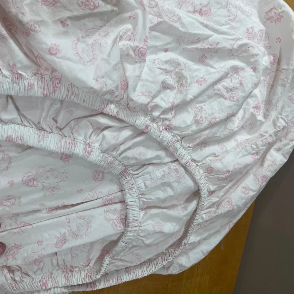 Simply Shabby Chic Full Fitted Sheet Pink Paisley Rose Floral Cotton Vtg Style